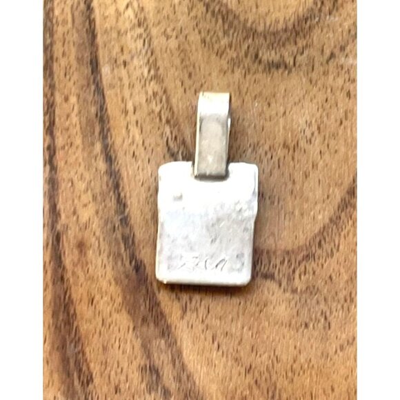 Petite Geometric Art Deco Sterling Silver Pendant Artist Signed .5" L X 7/16" W - Picture 4 of 4